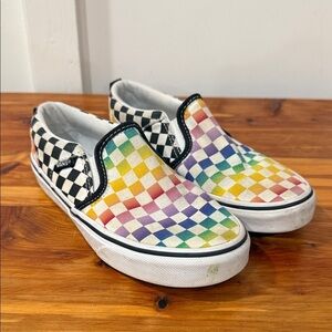 Vans Rainbow Checked Multi-Color Slip-On Sneakers